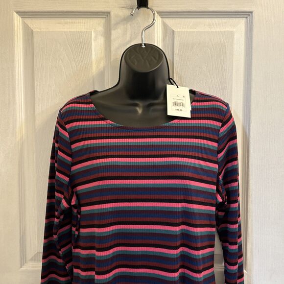NWT The Nines By Hatch Womens Maternity Long Sleeve Burgundy Striped Size L - Picture 4 of 16